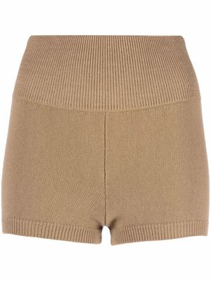 AMI AMALIA merino knitted shorts - Brown