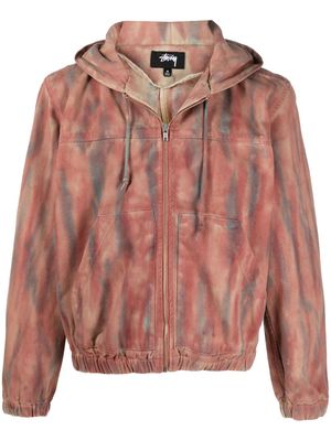 Stussy Dyed zip-up cotton hoodie - Red