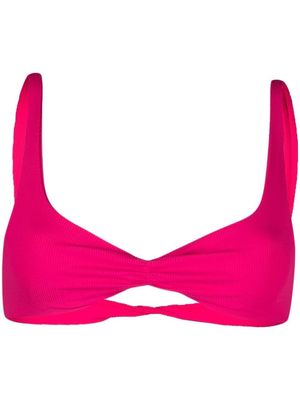 The Attico twisted ribbed triangle bikini top - Pink
