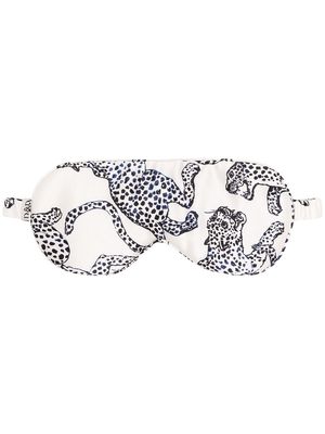 Desmond & Dempsey leopard print eye mask - White