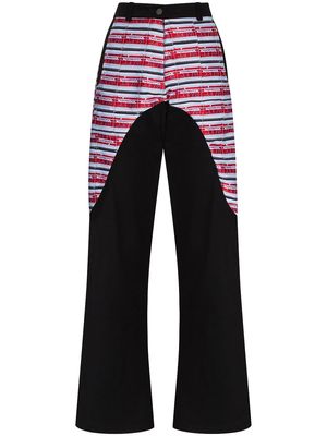 Mariah Esa high-waisted panelled wide-leg trousers - Black