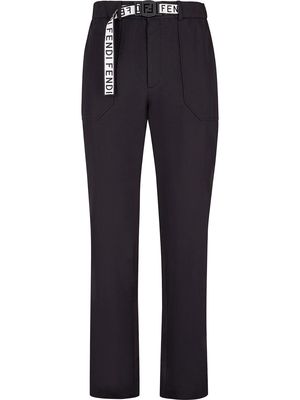 Fendi logo-detail belted trousers - Black