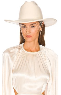 Monrowe Cowboy Hat With Veil in Cream