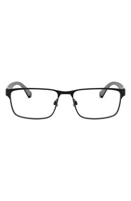 Emporio Armani 56mm Rectangular Optical Glasses in Matte Black