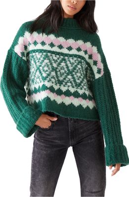 Free People Alpine Crop Mock Neck Sweater in Spearmint Pine Combo