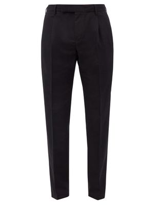 Dunhill - Pleated Wool-blend Slim-leg Trousers - Mens - Black