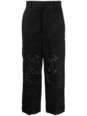 Just Cavalli cropped embroidered trousers - Black