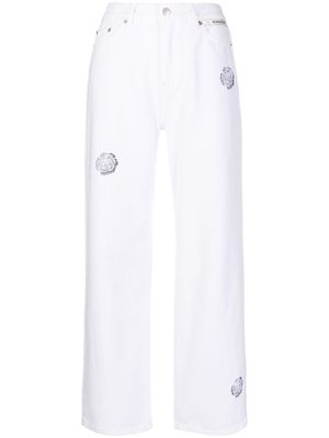 Kimhekim rose-print straight-leg jeans - White