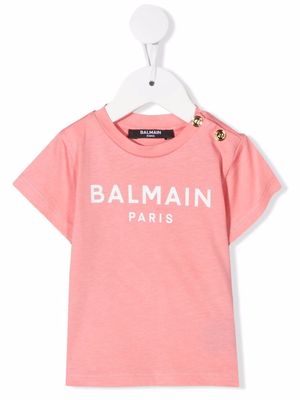 Balmain Kids logo-print T-shirts - Pink