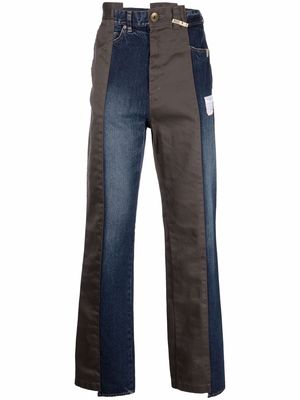 Maison Mihara Yasuhiro asymmetric patchwork straight-leg trousers - Blue