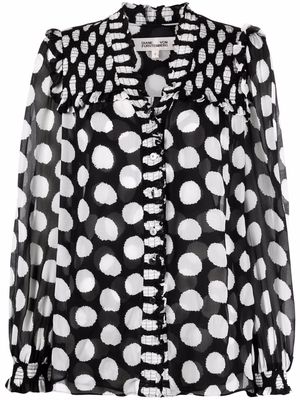 DVF Diane von Furstenberg Gian Carlo polka-dot print chiffon blouse - Black