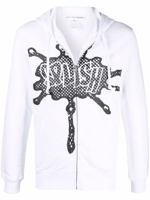 Comme Des Garçons Shirt graphic-print drawstring hoodie - White
