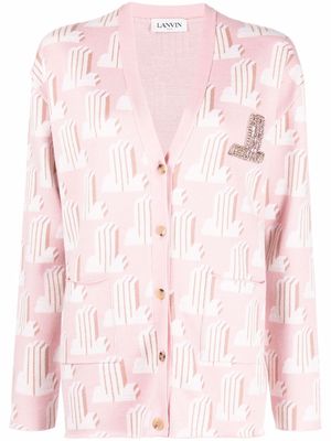 LANVIN monogram-pattern knitted cardigan - Pink