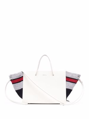 Medea small expandable-panel structured tote bag - White