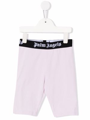Palm Angels Kids logo-waistband cycling shorts - Pink