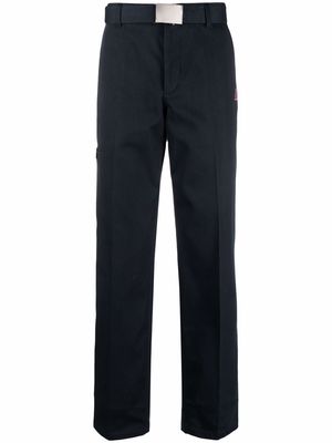 LANVIN pressed-crease belted straight trousers - Blue