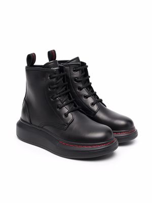 Alexander McQueen Kids lace-up leather ankle boots - Black
