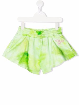 Pinko Kids logo tie-dye shorts - Green