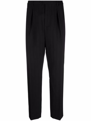 Saint Laurent striped straight-leg silk trousers - Black