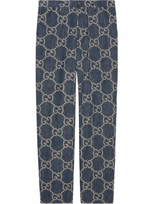 Gucci interlocking G pattern loose-fit jeans - Blue
