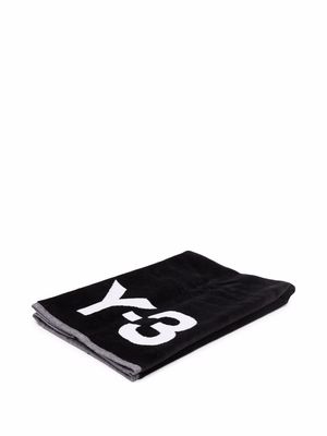 Y-3 logo bath towel - BLACK WHITE
