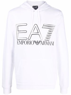 Ea7 Emporio Armani logo-print cotton hoodie - White