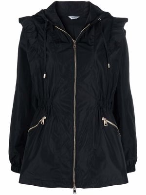 LIU JO ruffled-detailling hooded jacket - Black