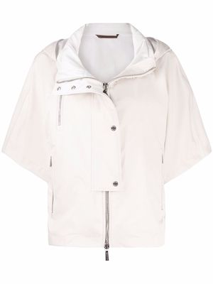 Moorer lightweight short-sleeved hooded jacket - Neutrals