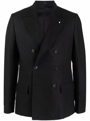 Lardini double-breasted jacket - Black