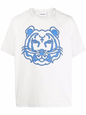 Kenzo Tiger Head-print short-sleeved T-shirt - Blue