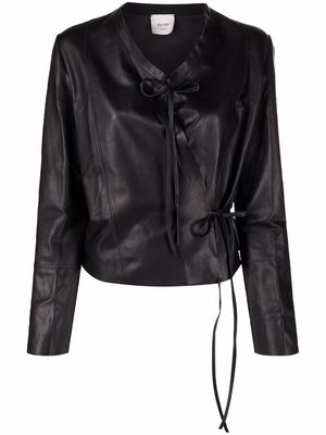 Alysi wrap-style leather jacket - Black