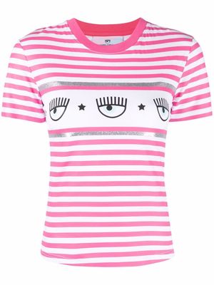 Chiara Ferragni eye-motif striped T-shirt - Pink