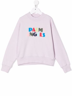 Palm Angels Kids logo-print sweatshirt - Purple