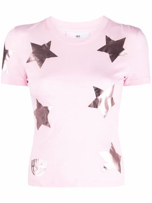 Chiara Ferragni metallic star print T-shirt - Pink