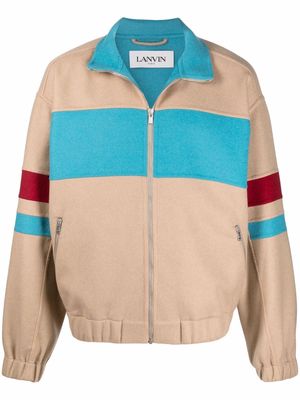 LANVIN panelled zip-up track jacket - Neutrals
