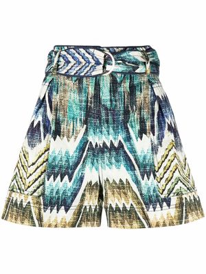 Chufy patterned belted shorts - Blue