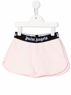 Palm Angels Kids logo-tape track shorts - Pink