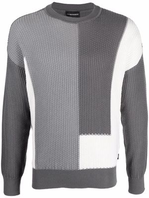 Emporio Armani two-tone geometri sweater - Grey