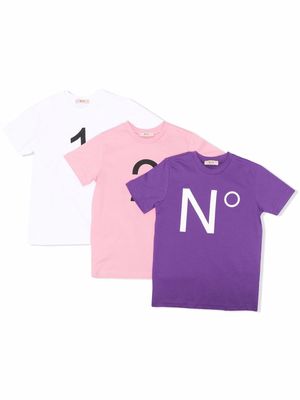 Nº21 Kids logo-print round-neck T-shirt - White