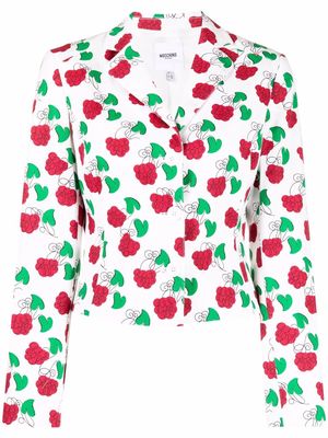 Moschino Pre-Owned 2000s floral print notched lapels blazer - White