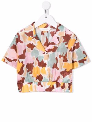 Palm Angels Kids camouflage-print cropped shirt - Green