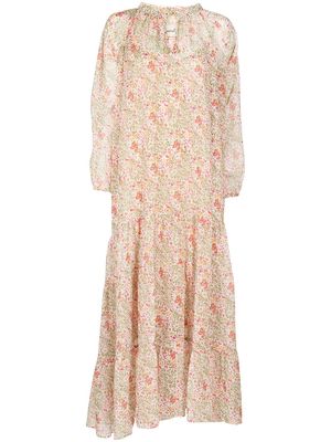 Bambah Sandra floral-print smocked kaftan dress - Multicolour