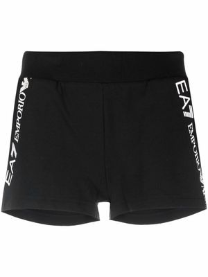 Ea7 Emporio Armani logo-print cotton shorts - Black
