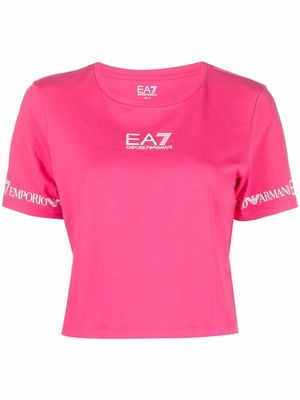 Ea7 Emporio Armani logo-print cropped T-shirt - Pink