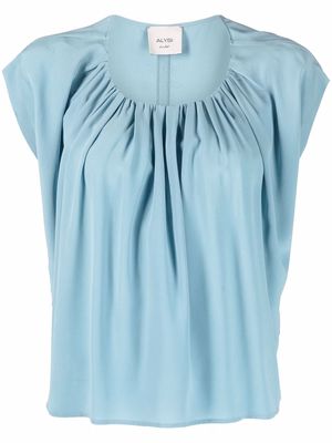 Alysi short-sleeve silk blouse - Blue