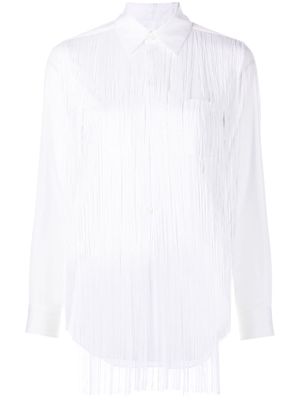 Comme Des Garçons Comme Des Garçons fringe-trim long-sleeve cotton shirt - White