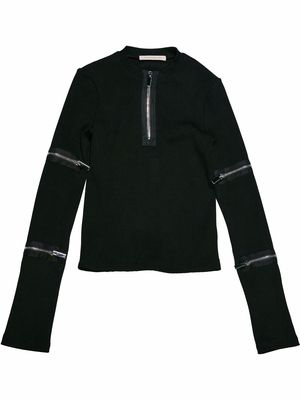 Christopher Kane zip-detail long-sleeve top - Black