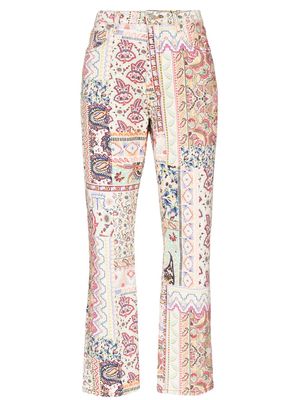 ETRO patchwork-print straight leg jeans - Pink