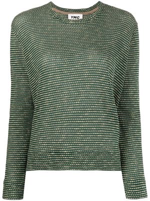 YMC striped crew-neck sweatshirt - Green