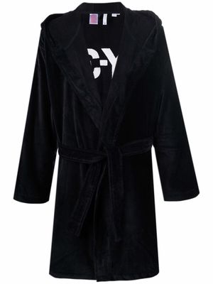Y-3 logo-embroidered dressing gown - Black